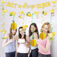 Just A Drop Older Gold Glitter Banner with Hanging Swirls Lemon Party Decorations Lemon Themed Party Decor Lemon Birthday Decorations