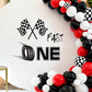 Fast One Birthday Racing Decal, Fast One 1st Birthday Backdrop Decor, Race Car Theme Decor for Boys?Black Car Bday Arch Backdrop Decal, for Party
