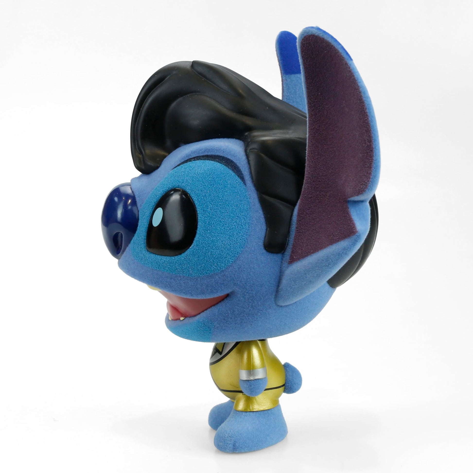 Collectible Disney: Lilo and Stitch Gold Suit Elvis Stitch Flocked 4” Bhunny Stylized PVC Figure