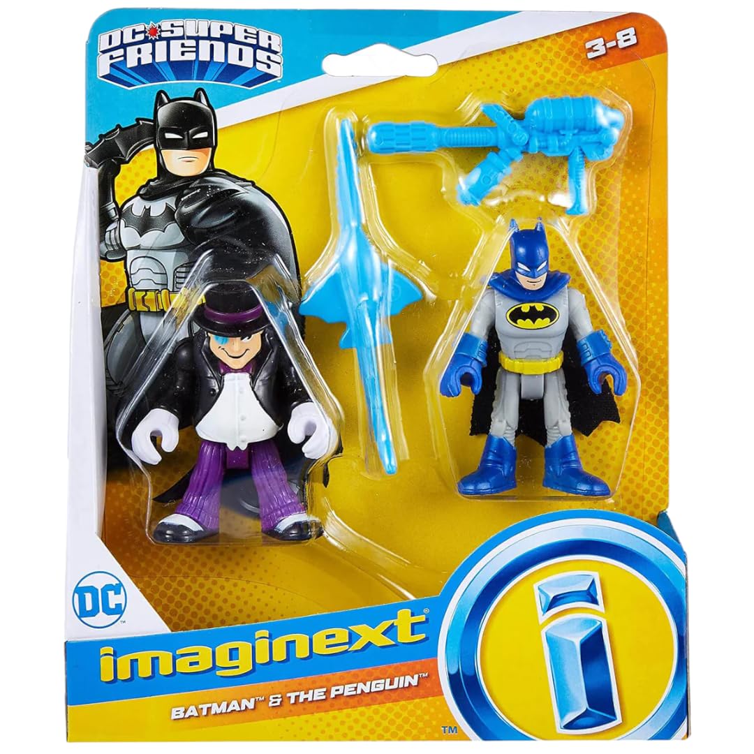 Fisher-Price Imaginext DC Super Friends Complete Set of 4 Figure Sets from M5645-96A4 Release with Batman, Joker, Catwoman, Riddler and Mr. Freeze
