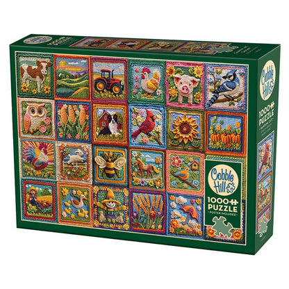 Cobble Hill Country Life Crochet 1,000-Piece Jigsaw Puzzle (40320), Rustic Vibes, Random/Quirky Cut, Luxurious Textured Linen Paper Mounted on