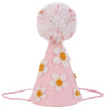 LINLULU Pink Birthday Hat with White Daisy Felt Cloth, Perfect Groovy Party Decorations, Kids Photoshoot Prop, Ages 1-99, Pink
