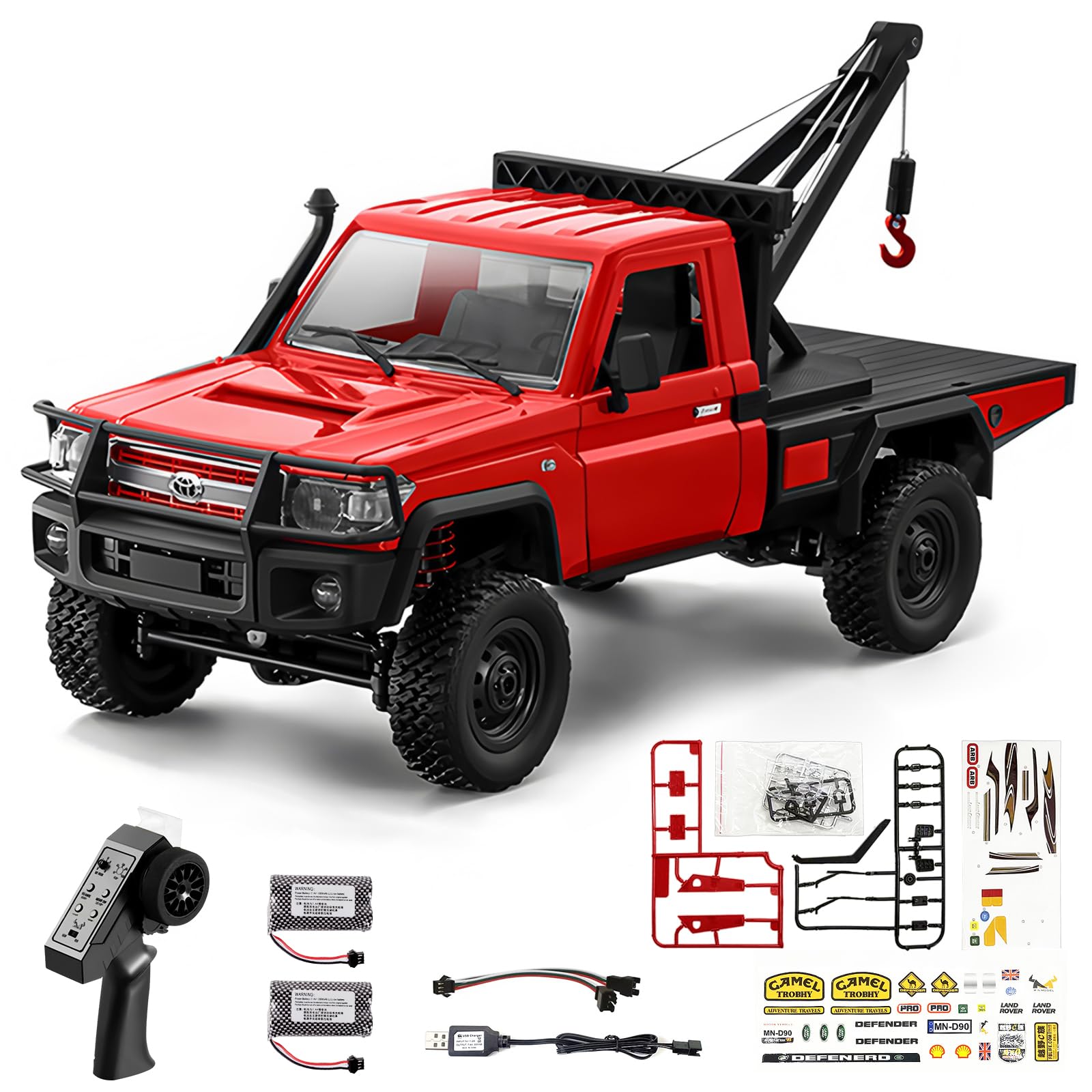 LEOSO MN82T 1/12 4WD RC Tow Pickup Truck with 2 Batteries