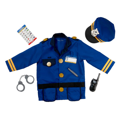 Melissa & Doug Police Officer Costume, 8-Pc Pretend Play Dress Up, Badge, Handcuffs & Accessories, Role Play Toys for Kids 3+