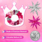 143Pcs Princess Pink and Silver Valentines Balloon Garland Arch Kit, Hot Pink Confetti 4D Star Disco Ball Crown Balloons for Girls Women Bridal Baby