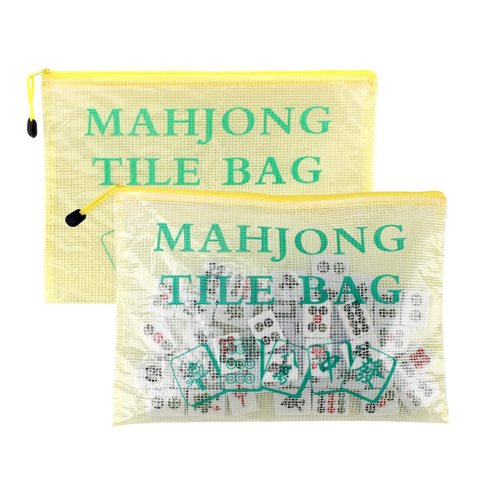 FMTYAOIU 2 PCS Mahjong Tile Bag, American Mahjong Storage, Mahjong Gifts Accessories, Mahjong Case for American Mahjong Set (Case Only) (Yellow)