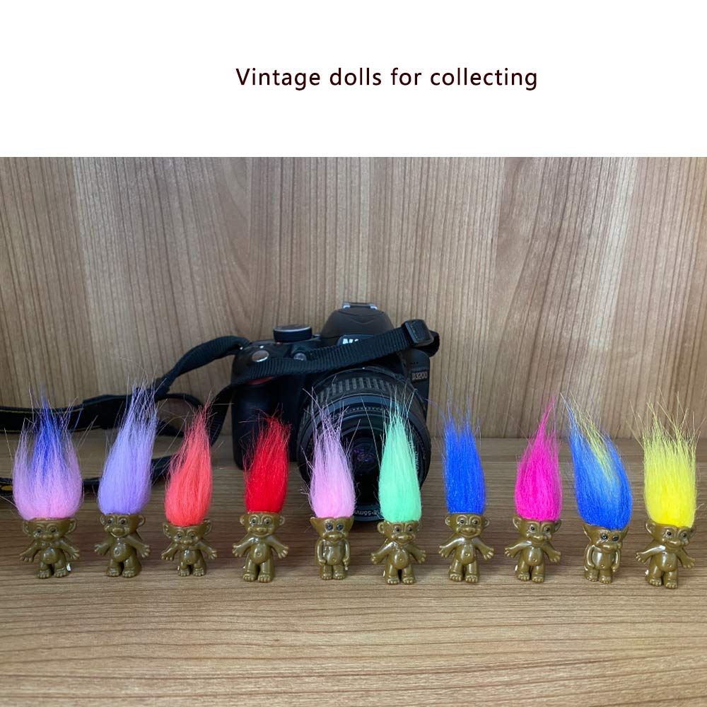 Yintlilocn 10PCS 1.2" Black PVC Vintage Lucky Troll Dolls,Mini Trolls Doll
