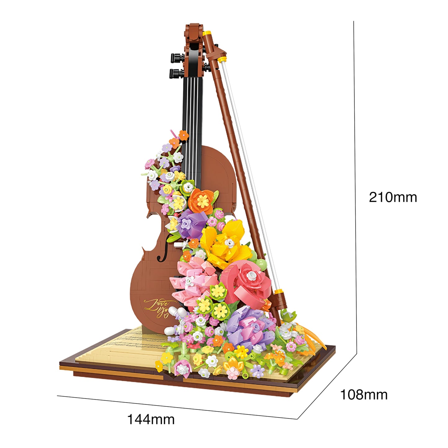 Conlinktion Flower Bouquet Violin Building Blocks Set, 950PCS Music Instruments Bricks Set, Gifts for Adults and Kids