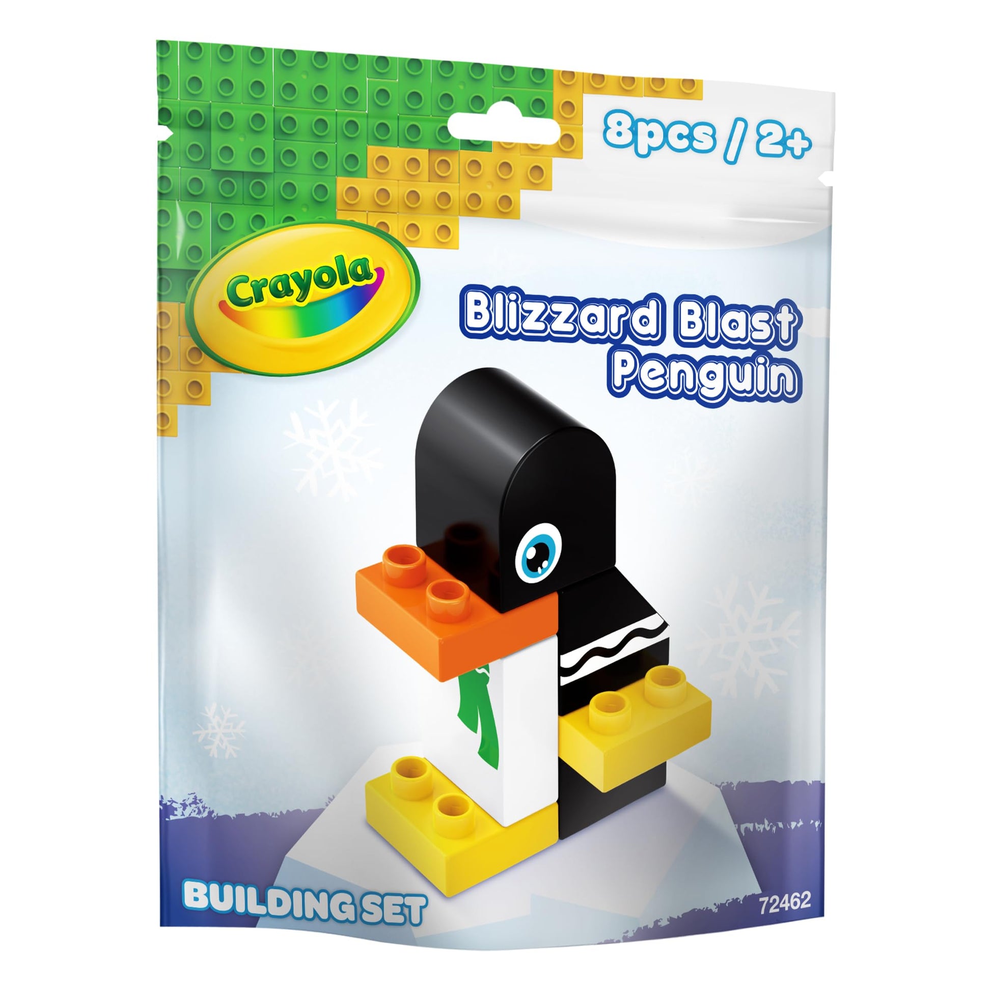 Brickcraft Crayola Blizzard Blast Penguin Brick Building Set, 8 Pieces | Official Licensed Beginner Block Kit for Kids Ages 3+ | Fun DIY Creative Play