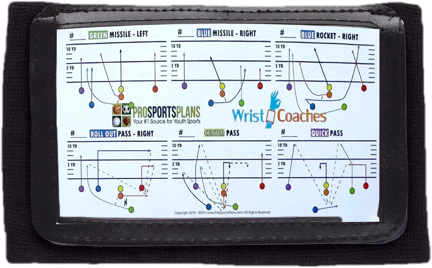 Football Play Wristbands - Youth Quarterback Gear - Wristband Playbook - Softball Wristbands for Signs (Black, Single)