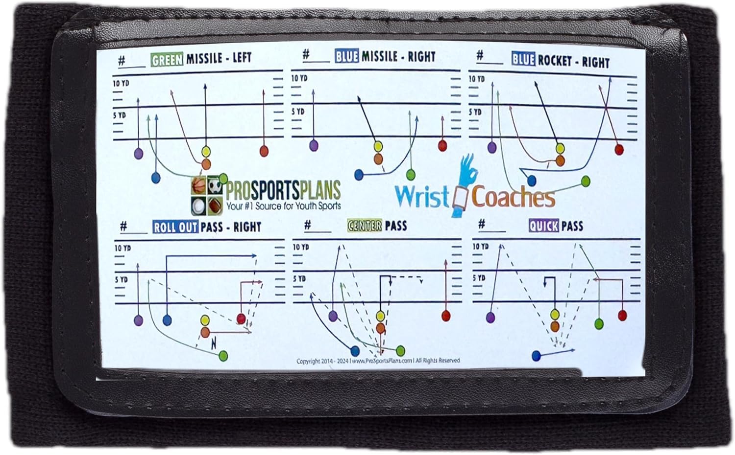 Football Play Wristbands - Youth Quarterback Gear - Wristband Playbook - Softball Wristbands for Signs (Black, Single)