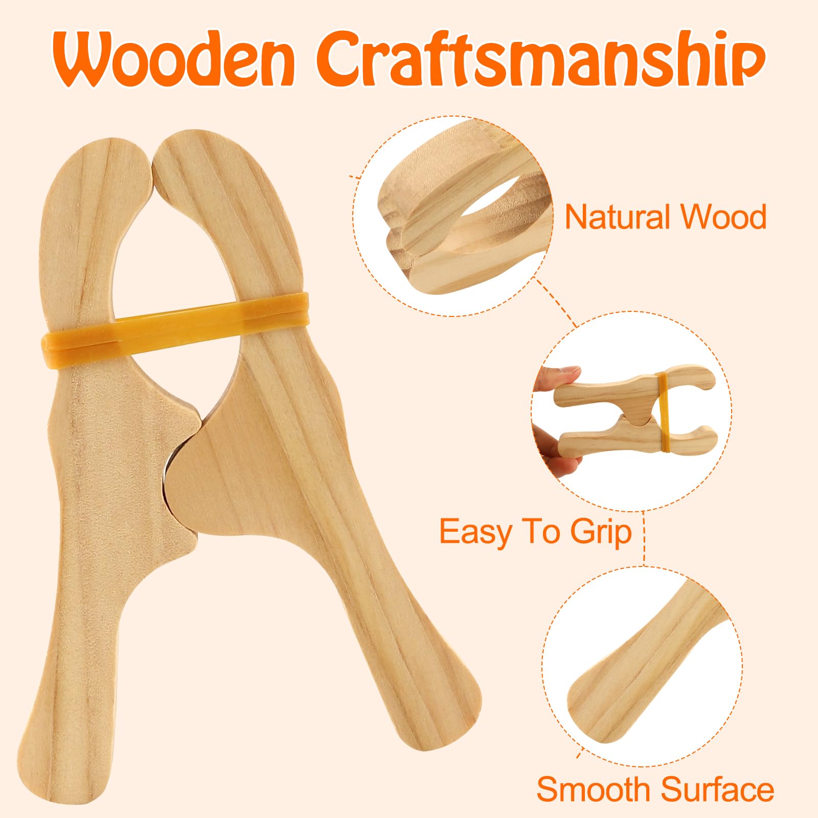 ANJUU 12 Pcs Wooden Play Clips, Montessori and Waldorf Fort Building Kit Silk Clips Giant Wooden Handmade Fort Building for Blankets Silk Construction