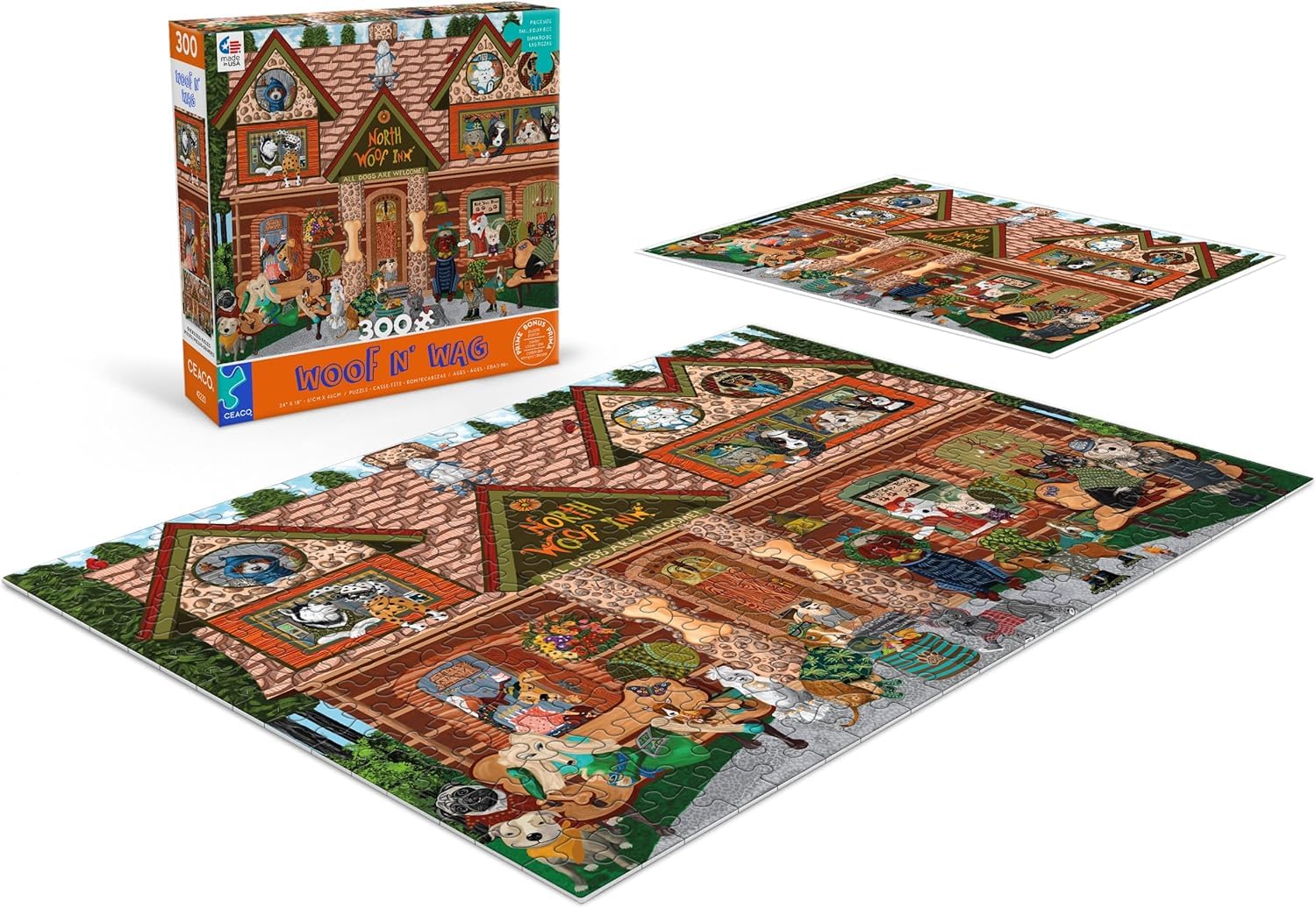 Ceaco - Woof N Wag - North Woof Inn - 300 Piece Jigsaw Puzzle