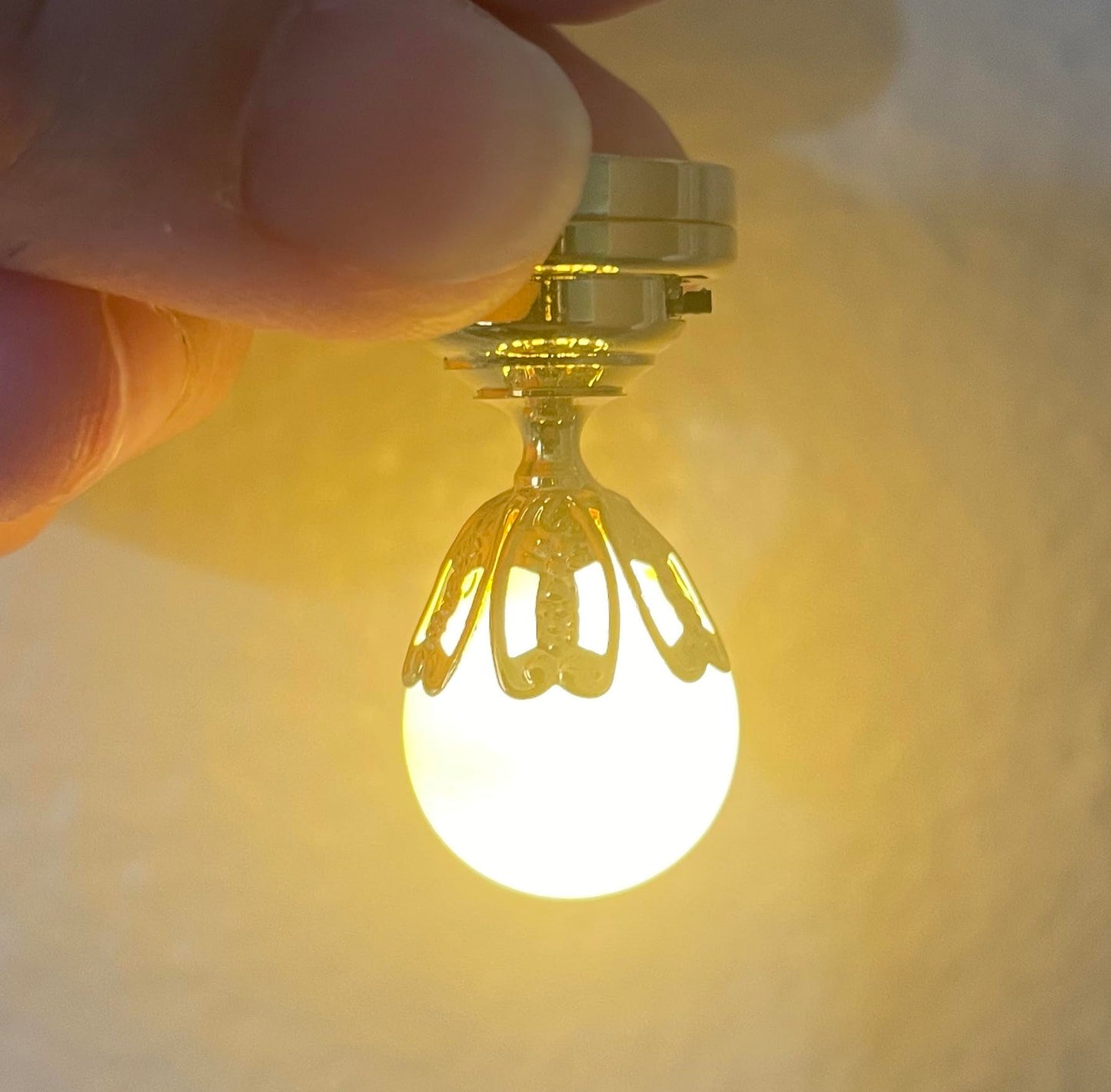 Miniature Globe Light Ceiling Lamp, 1:12 Scale Dollhouse Accessory, Gold Finish, 1 inch High