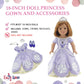 Emily Rose 18" Doll Princess Value Bundle - 10-Piece Island Princess & Royal Ball Gown Gift Set with Crown, Necklace & Shoes - Holiday Dress Up