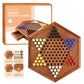 Wooden Chinese Checkers with Drawers 12 Bonus Spare Marbles| Natural Wooden Board Game| Includes 60 Colorful Acrylic Marbles | Family Board Game