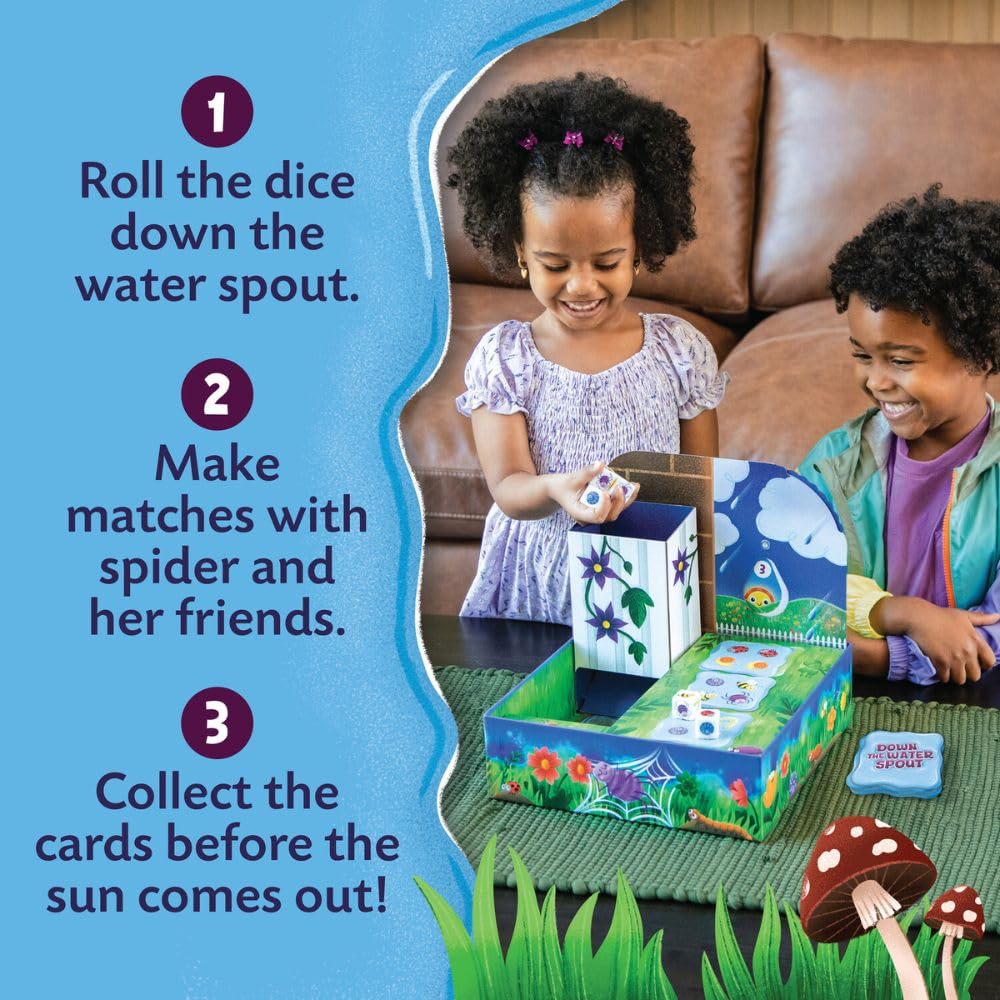 Peaceable Kingdom Down the Waterspout Cooperative Board Game - Preschool Matching Game for Kids - Teamwork & Social Skills - Ages 3+, 2-4 Players