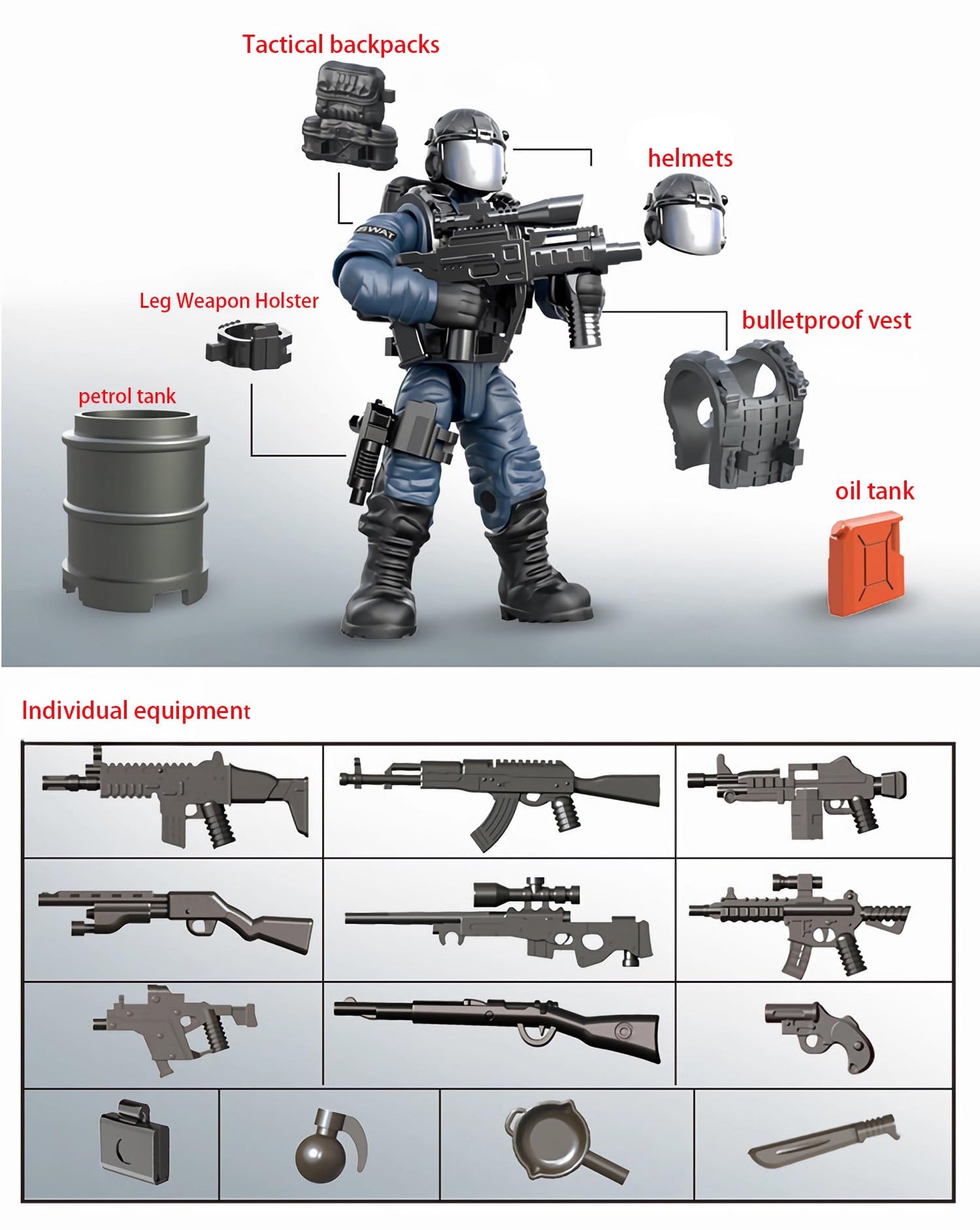 YEIBOBO ! Special Forces Mini Military Action Figure with Weapons and Accessories (Lightning SWAT Team XJ-9902)…