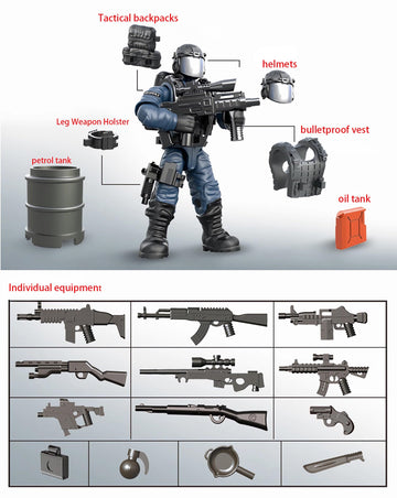 YEIBOBO ! Special Forces Mini Military Action Figure with Weapons and Accessories (Lightning SWAT Team XJ-9902)…