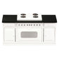Wooden Dollhouse Kitchen Stove, Mini White Oven with Burners and Range, 1:12 Scale Cabinet Furniture for 6 Inch Dolls, White Farmhouse