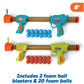 Kidoozie B*Active Double Blaster Alien Challenge - Alien Theme - Includes Standing Target, 2 Foam Ball Blasters & 20 Foam Balls - Ages 6+