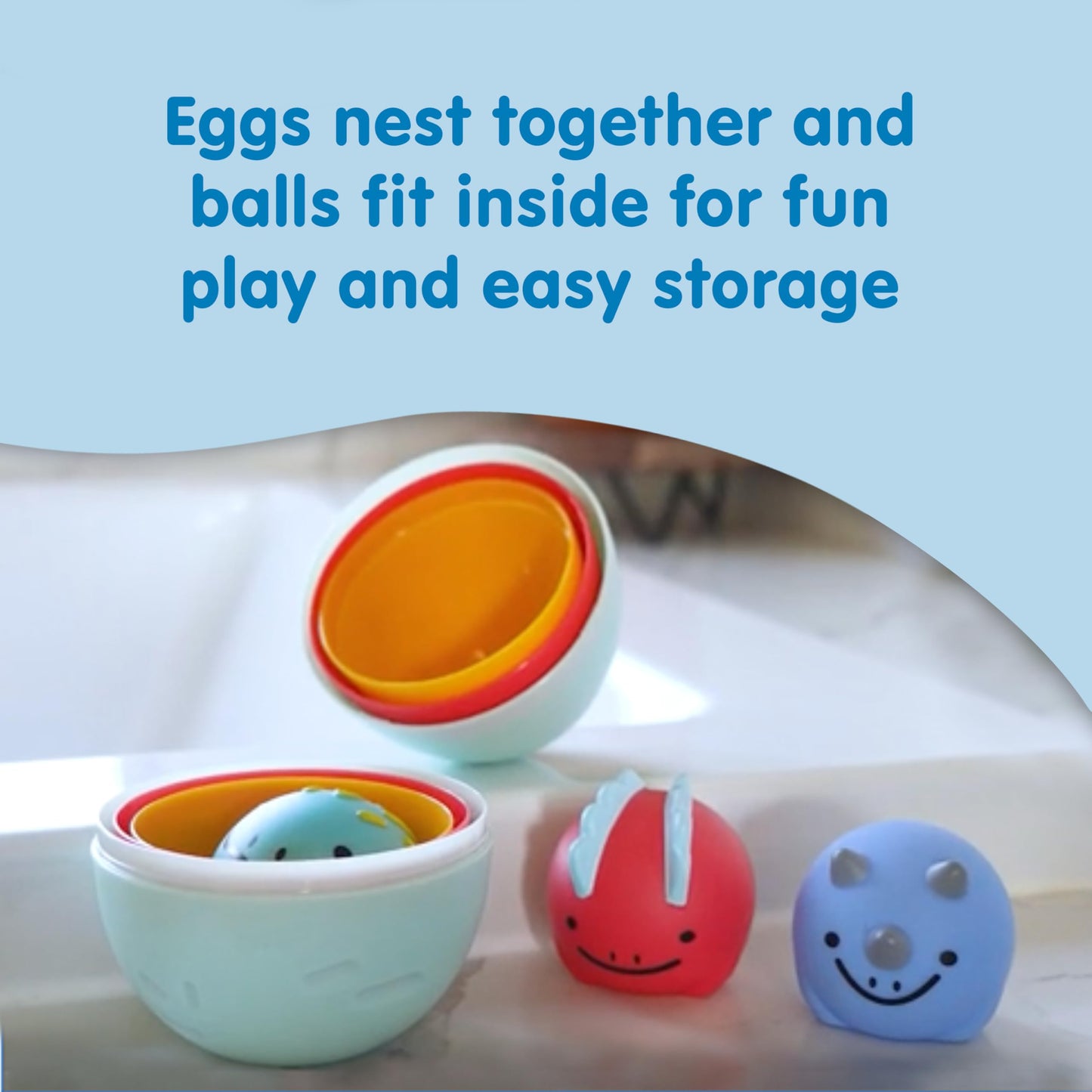 Dr. Brown's CleanUp Float & Hatch Dino Eggs, Multi-Use Interactive Bath and Pool Toy for Toddlers, 6m+, BPA Free (Packaging May Vary)