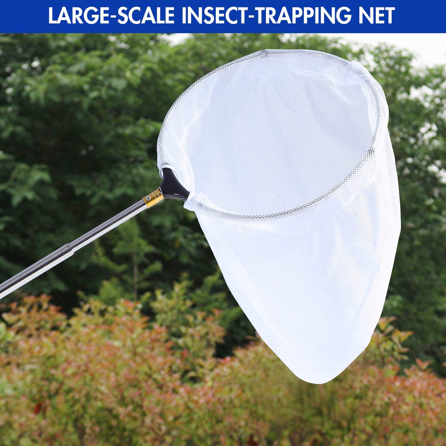 Rngeo Telescopic Butterfly Net, Stainless Steel Extendable Fishing, 15 in - 70 in Insect Toy Nets for Kids and Family (Silver)