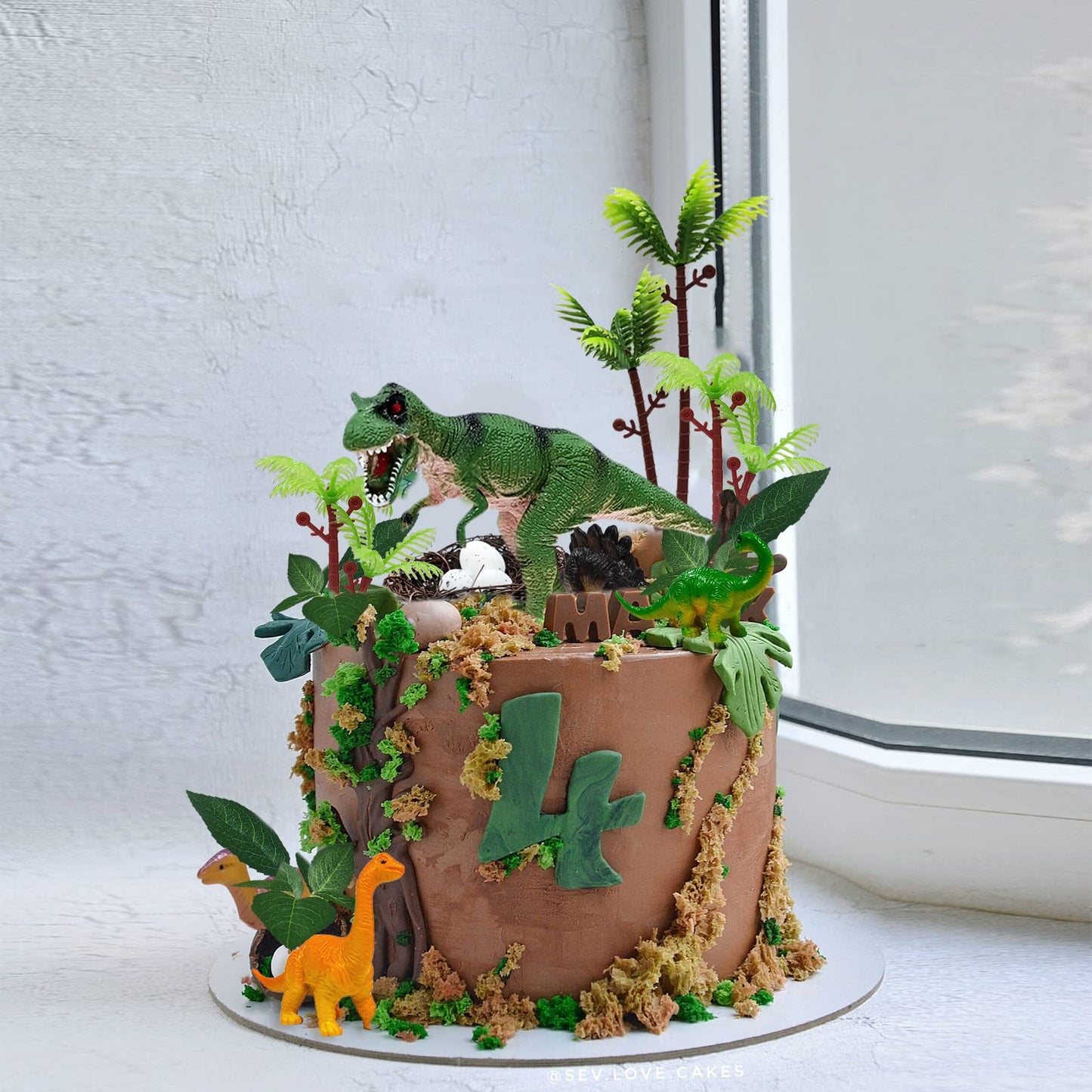 GLAHORSE 26 PCS Dinosaur Cake Toppers With Dinosaur Eggs Leaves Trees Cake Decorations For Birthday,Dinosaur Themed,Jungle Safari, Wild Animals,Kids