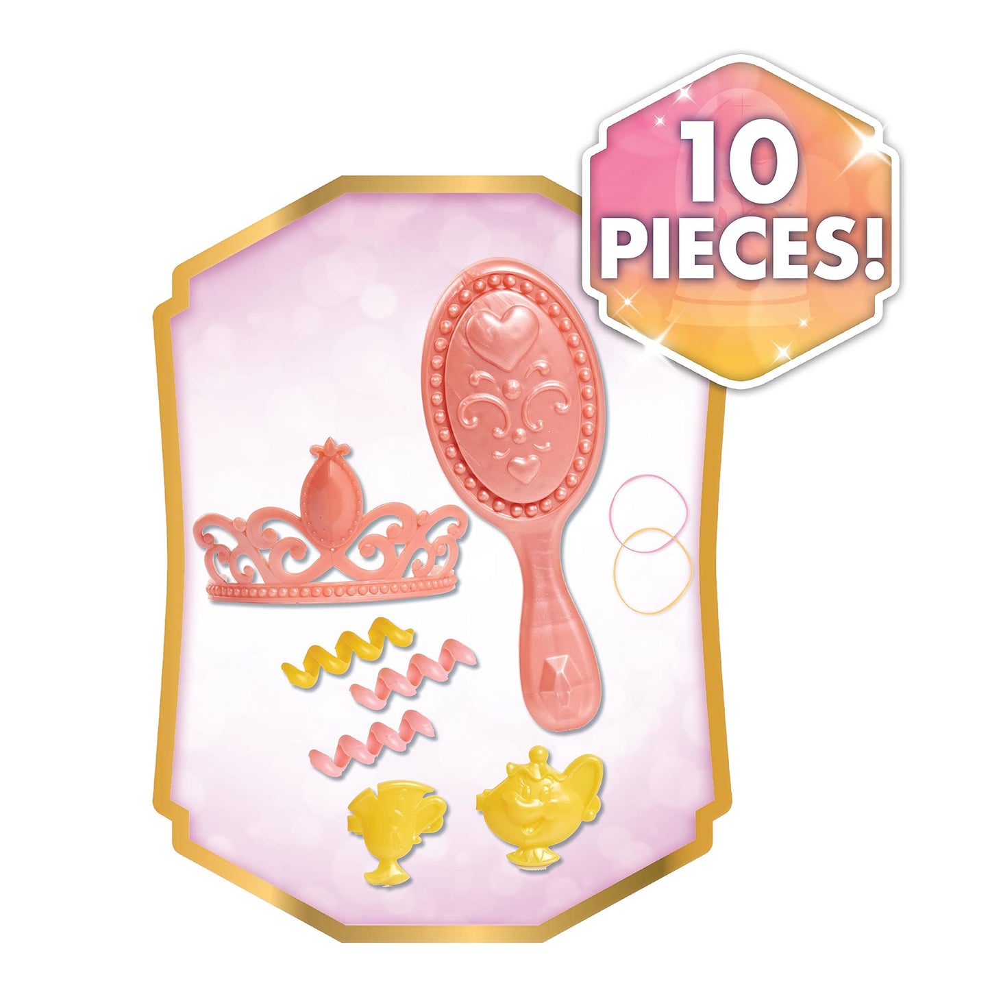 Disney Princess Belle Styling Head, Brown Hair, 10 Piece Pretend Play Set, Beauty and the Beast, Officially Licensed Kids Toys for Ages 3 Up by Just
