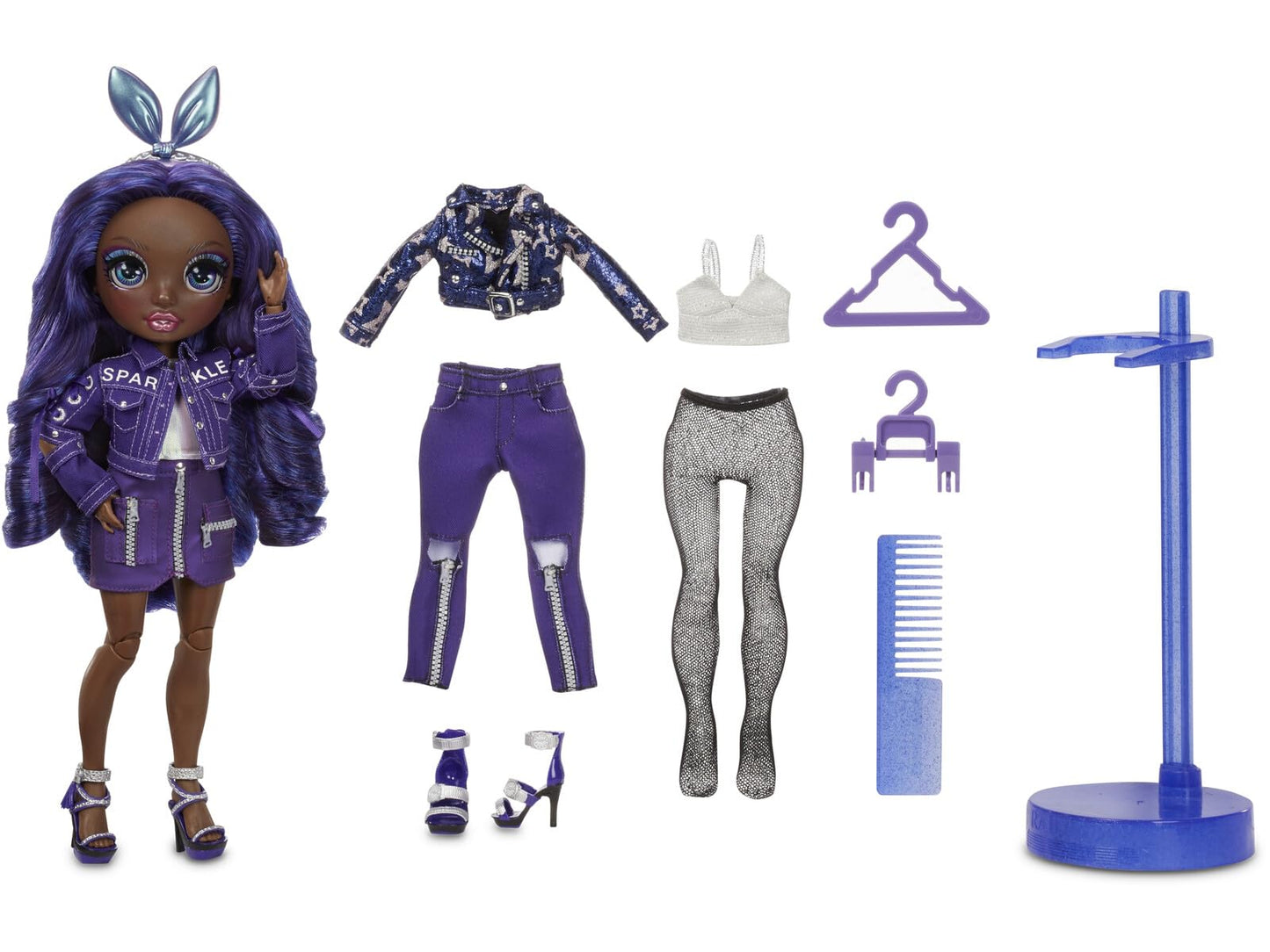 Rainbow High Krystal Bailey - Indigo (Dark Purple) Fashion Doll with 2 Outfits to Mix & Match and Doll Accessories, and Toy for Kids 6-12 Years Old