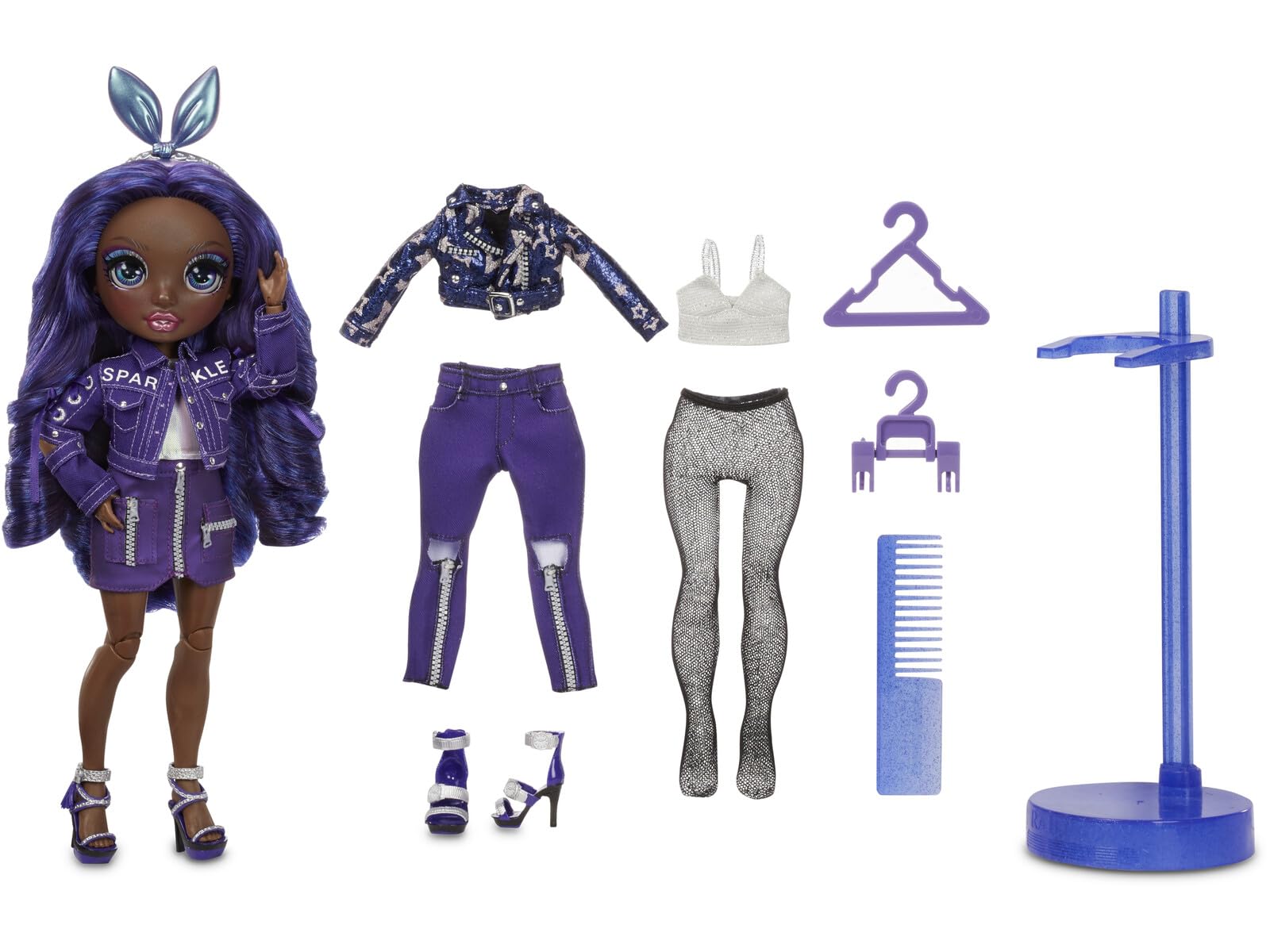 Rainbow High Krystal Bailey - Indigo (Dark Purple) Fashion Doll with 2 Outfits to Mix & Match and Doll Accessories, and Toy for Kids 6-12 Years Old