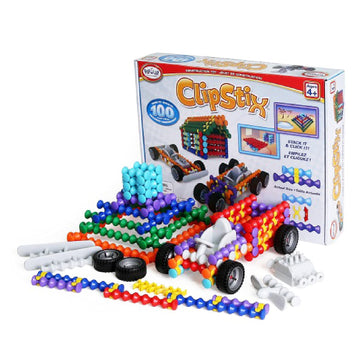 POPULAR PLAYTHINGS Clipstix Building Sticks Kit for Kids, Construction Stem Building Gift for Boys & Girls, Playstix - 100 Piece