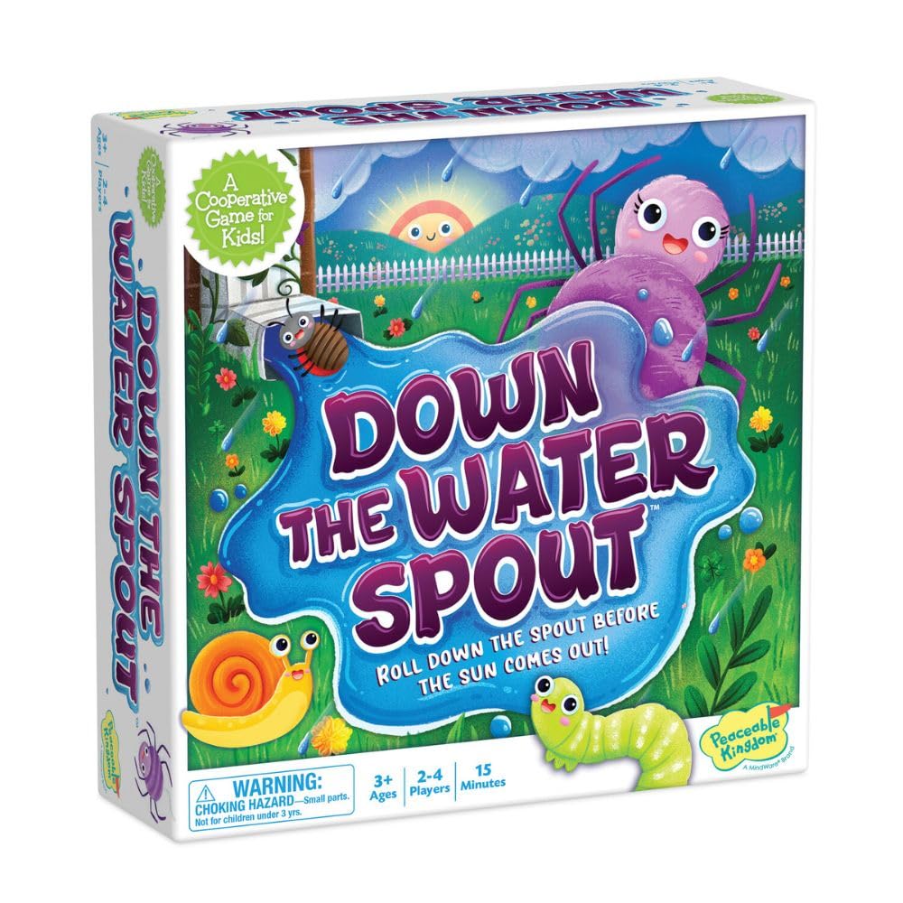 Peaceable Kingdom Down the Waterspout Cooperative Board Game - Preschool Matching Game for Kids - Teamwork & Social Skills - Ages 3+, 2-4 Players