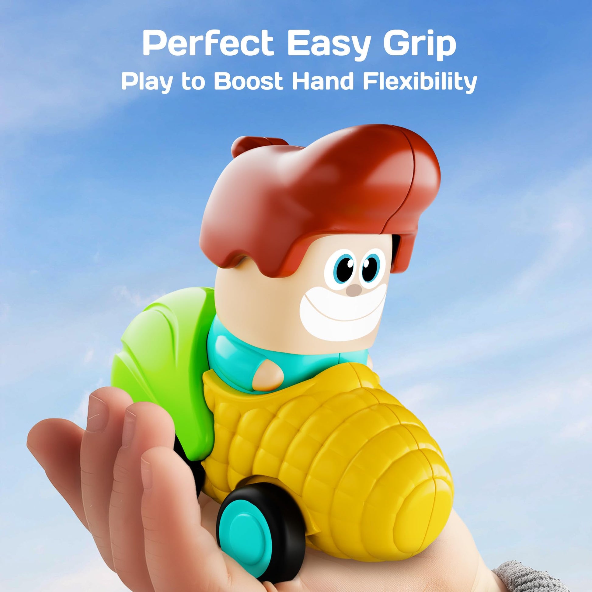 iPlay, iLearn Press to Go Car Toys for Toddlers 1-3, Baby Fruit Racing Cars