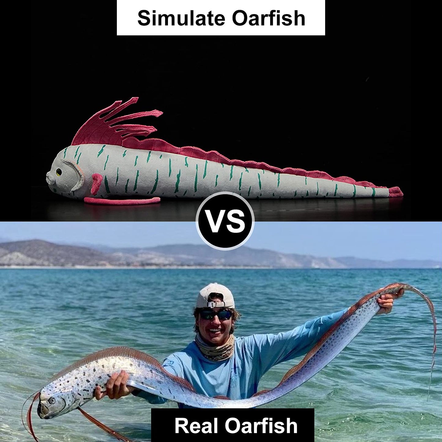 ZHONGXIN MADE Oarfish Plush Toy -Grey Long Real Life Oarfish Ribbon Fish Chimera Stuffed Toys, Super Soft Realistic Sea Creatures King of Herring