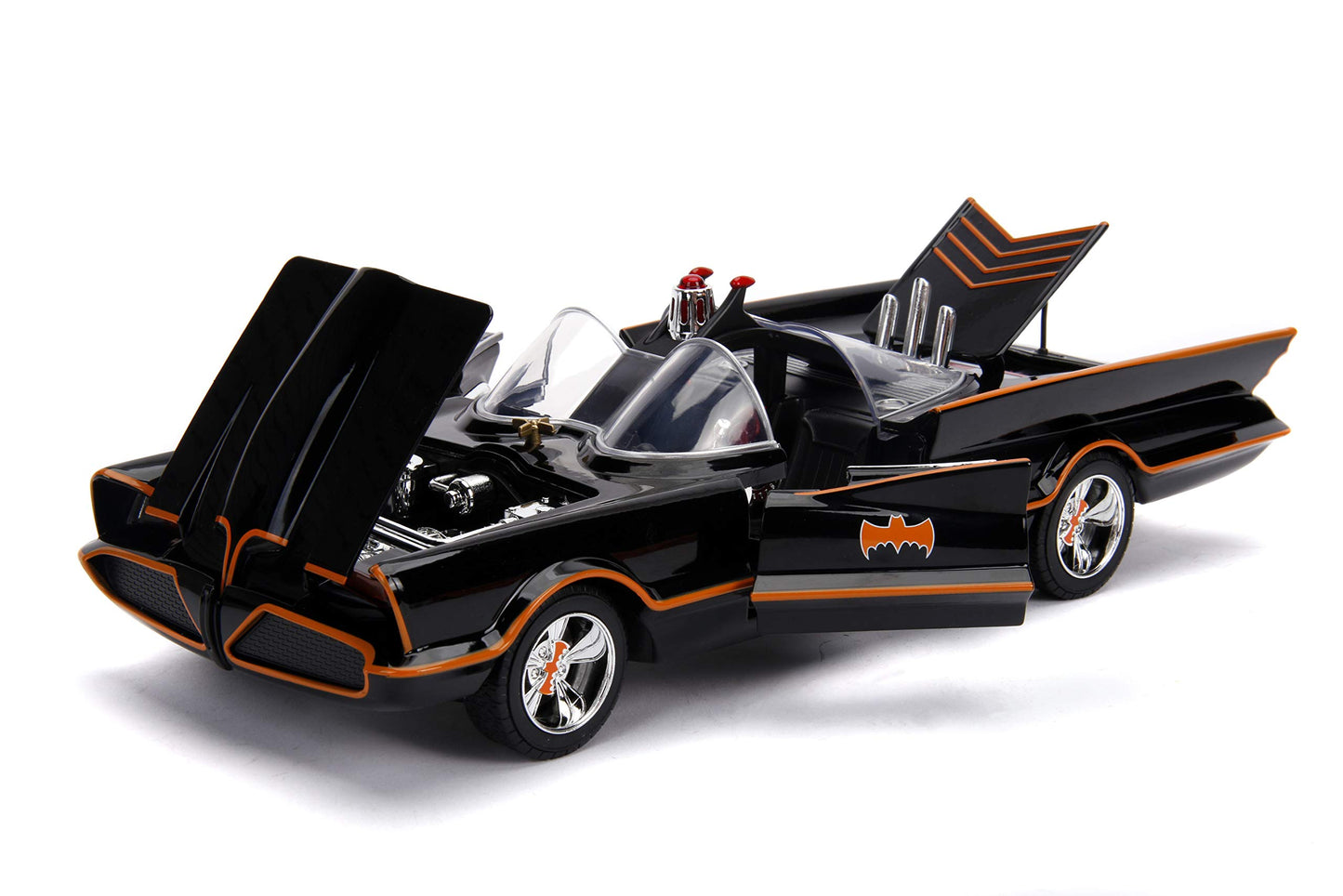 Jada DC Comics 1:18 1966 Classic TV Series Batmobile Light-Up Die-cast Car with 3" Batman and Robin Figures, Toys for Kids and Adults