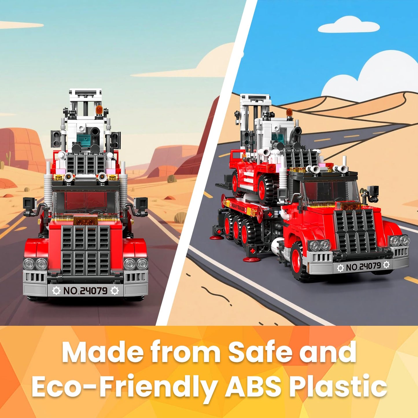 Mould King Semi Truck Trailer Building Block with Forklift, 906 PCS Sets