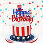 Levvcirki Independence Day Cake Topper Happy Birthday Cake Decoration for Boys Girls Red and Blue Glitter USA Patriotic Cake Decorations for Happy 4th