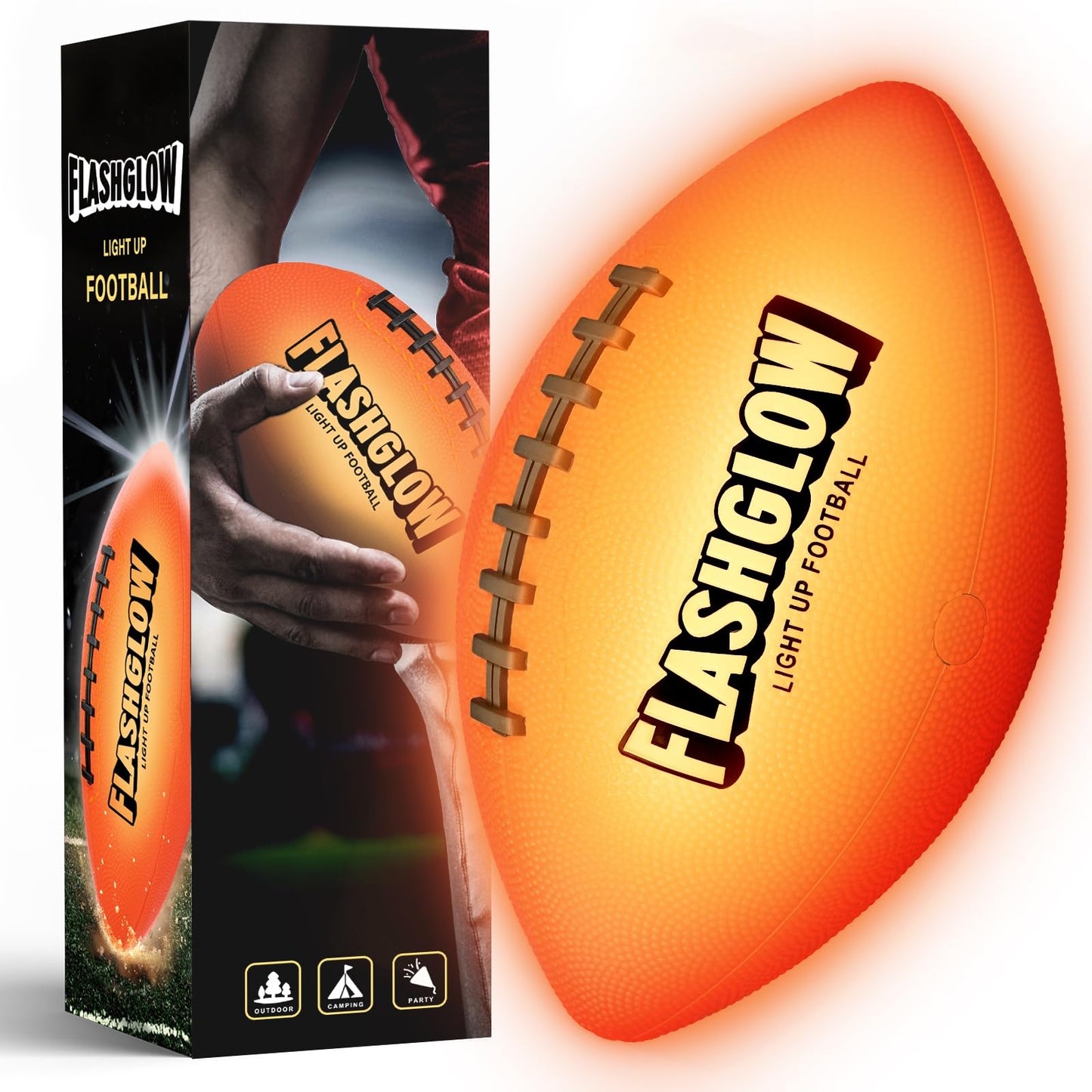 Light Up Football for Boys: Glow in The Dark - Toys for Kids Teen Boys Ages 8-15 - Birthday Christmas Easter Gift Ideas - Outdoor Sports Activity