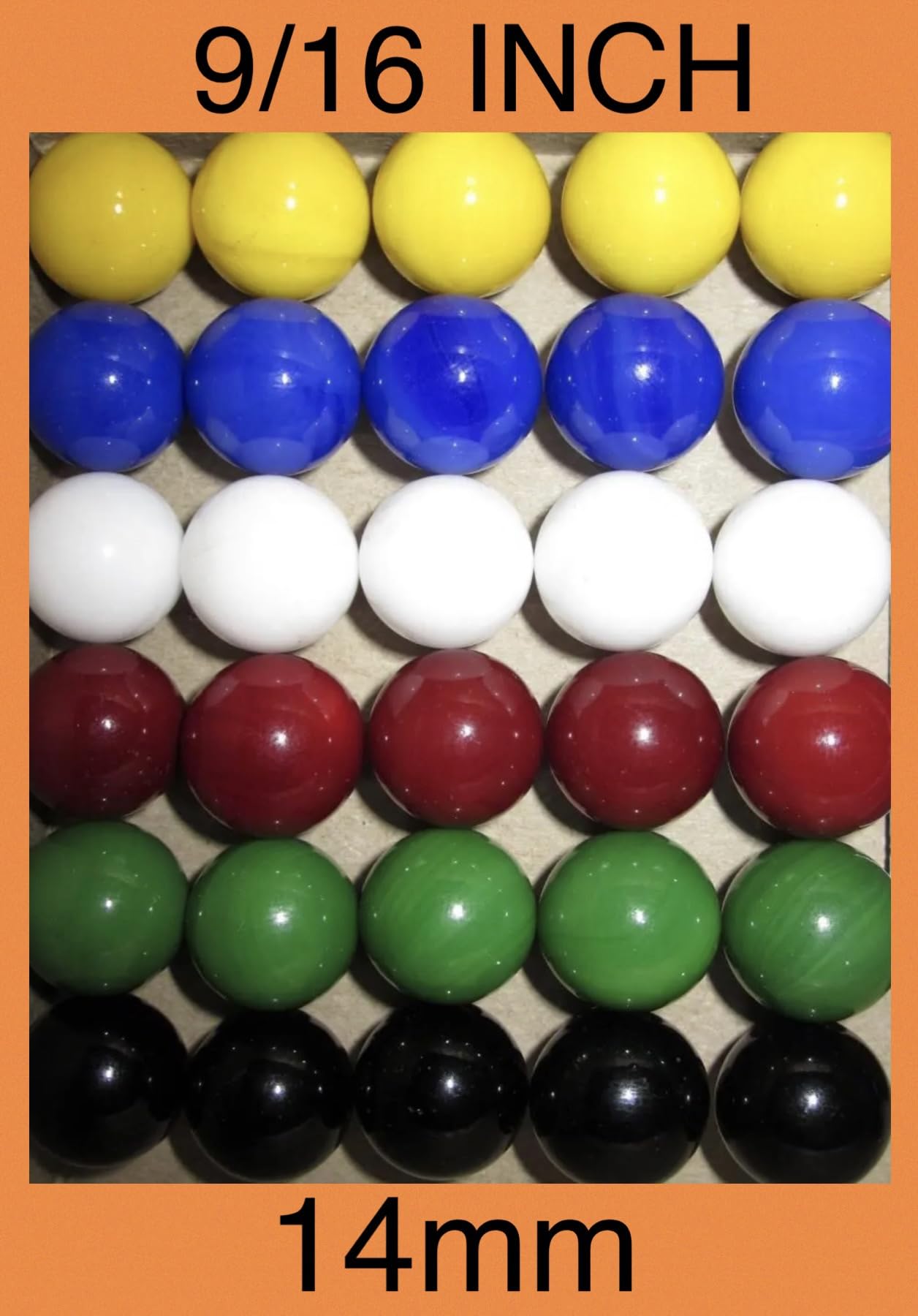 Big Game 30 Solid Color Replacement Marbles Wahoo Aggravation, Dirty Marbles Board Game 14mm Glass 9/16"