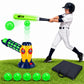 Kids Baseball Auto Pitching Machine T Ball Set, Remote Bat, 5 Glow Balls
