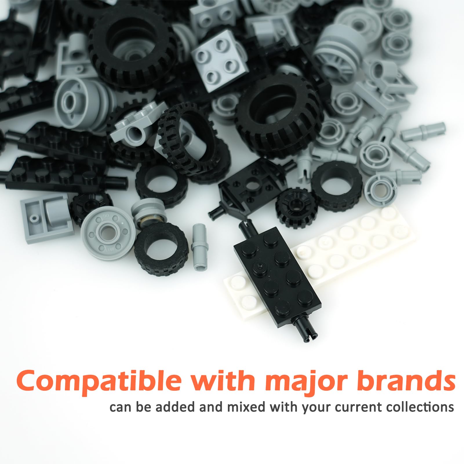 BroTex Wheels and Axles Building Blocks Set, Vehicle Truck Tires Compatible with Classic Bricks Car Parts