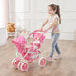 Badger Basket Polka Dot Reversible Double Doll Stroller for 16-Inch Dolls - Pink/Polka Dots with Removable Seats