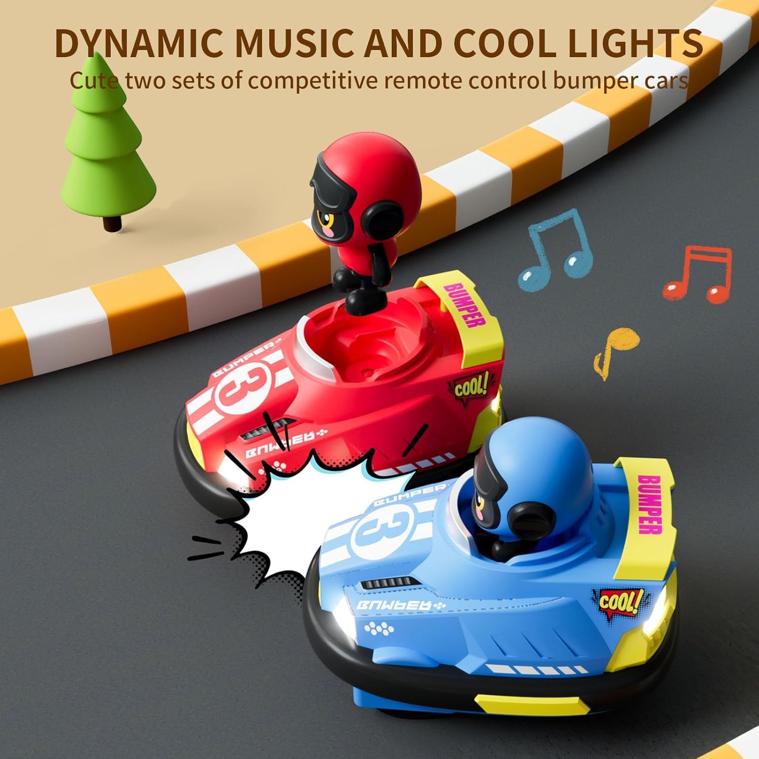 Cute Cartoon Remote Control Bumper Car (2 Pack)