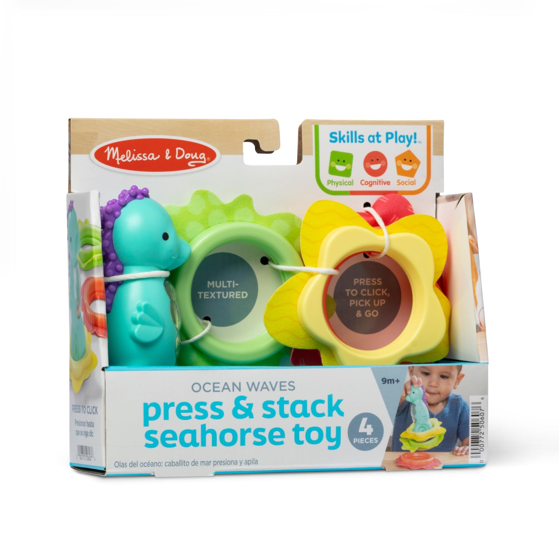 Melissa & Doug Ocean Waves Press & Stack Seahorse Stacking Sensory Toy