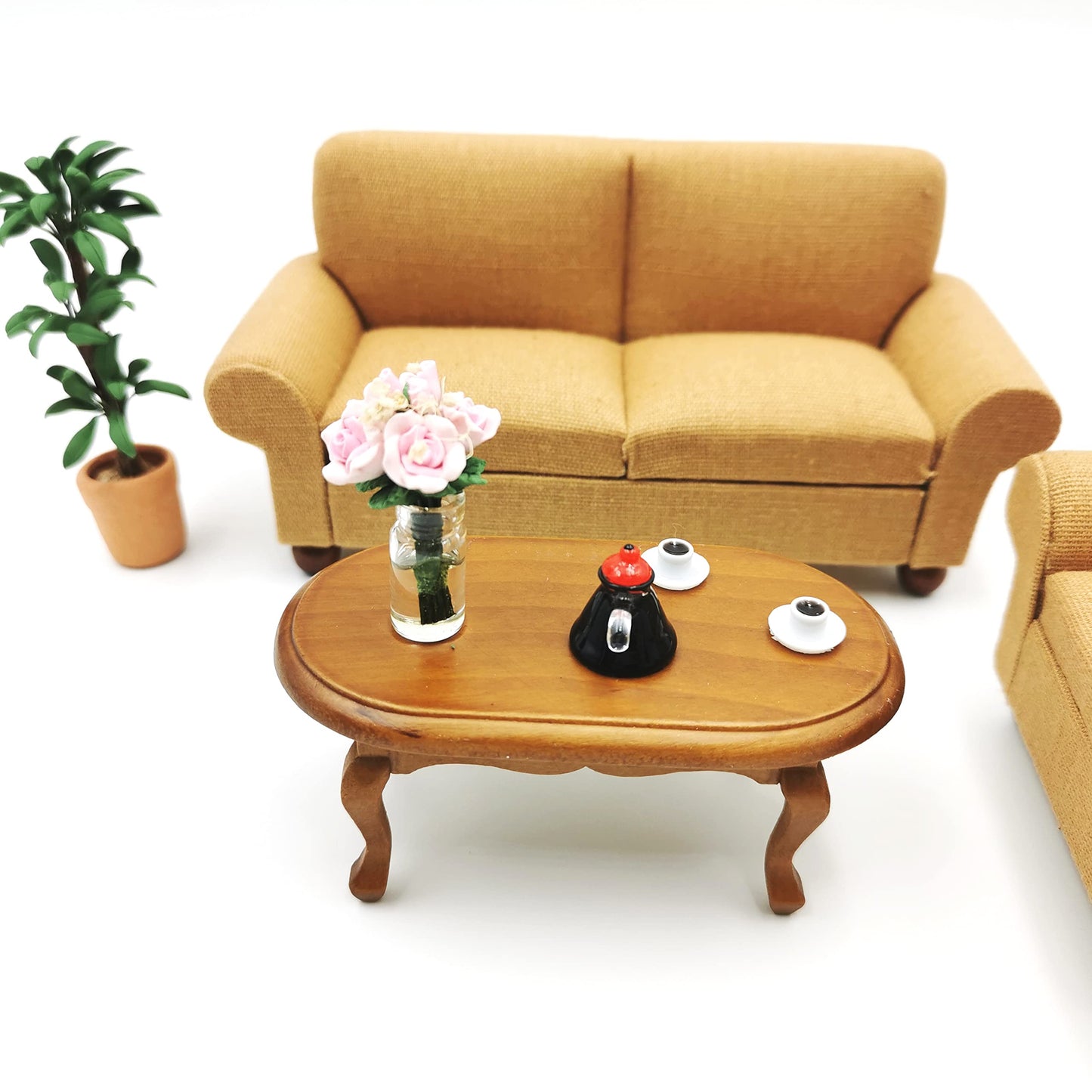 SXFSE Dollhouse Decoration Accessories,1/12 Mini Dollhouse Furniture Miniature Teatable Coffee Table Living Room Toy
