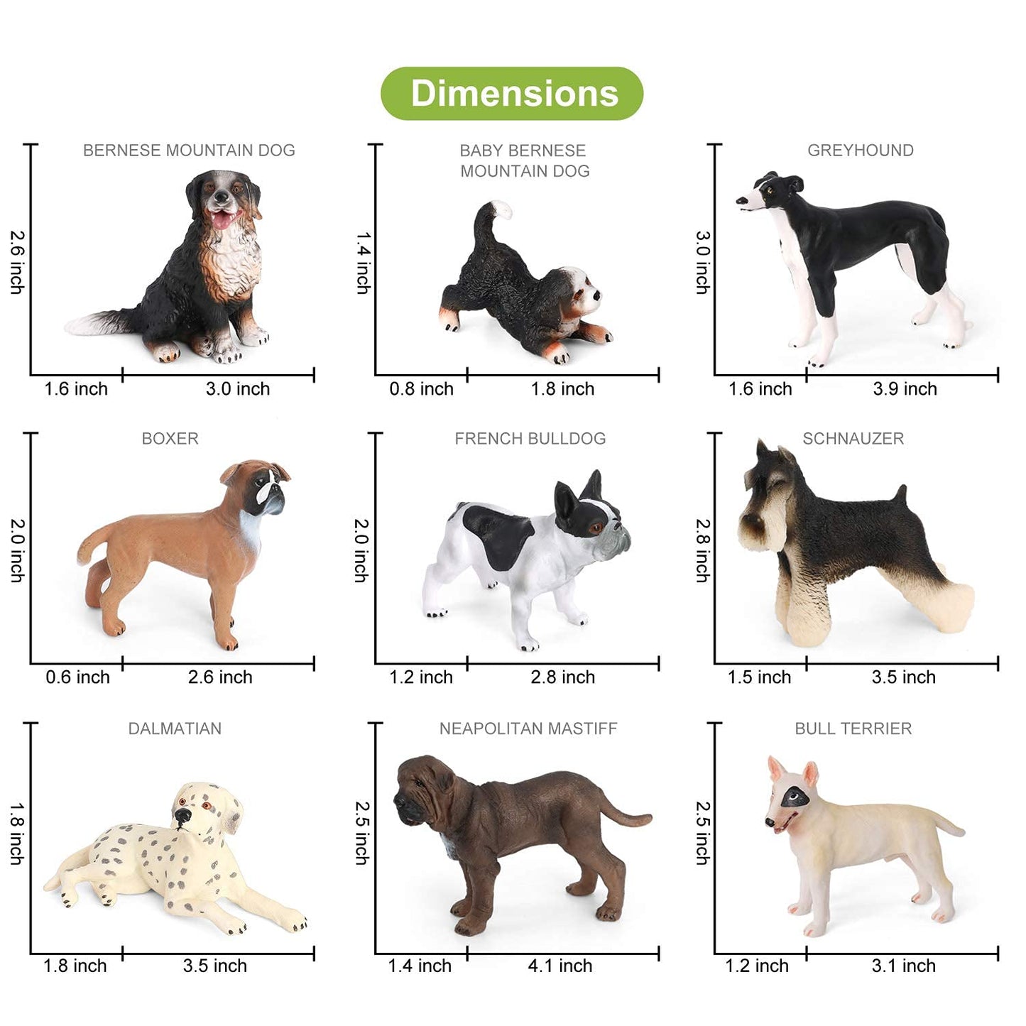 Volnau Dog Figurines Animal Toys 9PCS Mini Puppy Figures for Kids Toddlers Decorations Preschool Educational Cake Topper Set