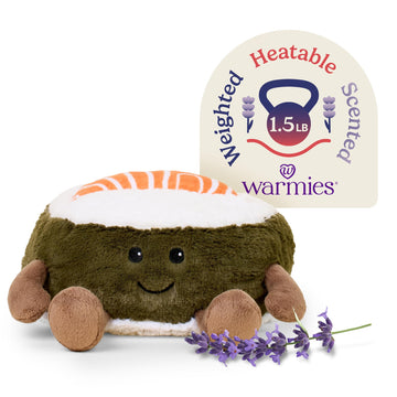 warmies Microwavable & Weighted Stuffed Animals, Salmon Sushi - Heated Stuffed Animal Plushie for Warmth & Comfort - Cute Soft Plush Toys for Adults