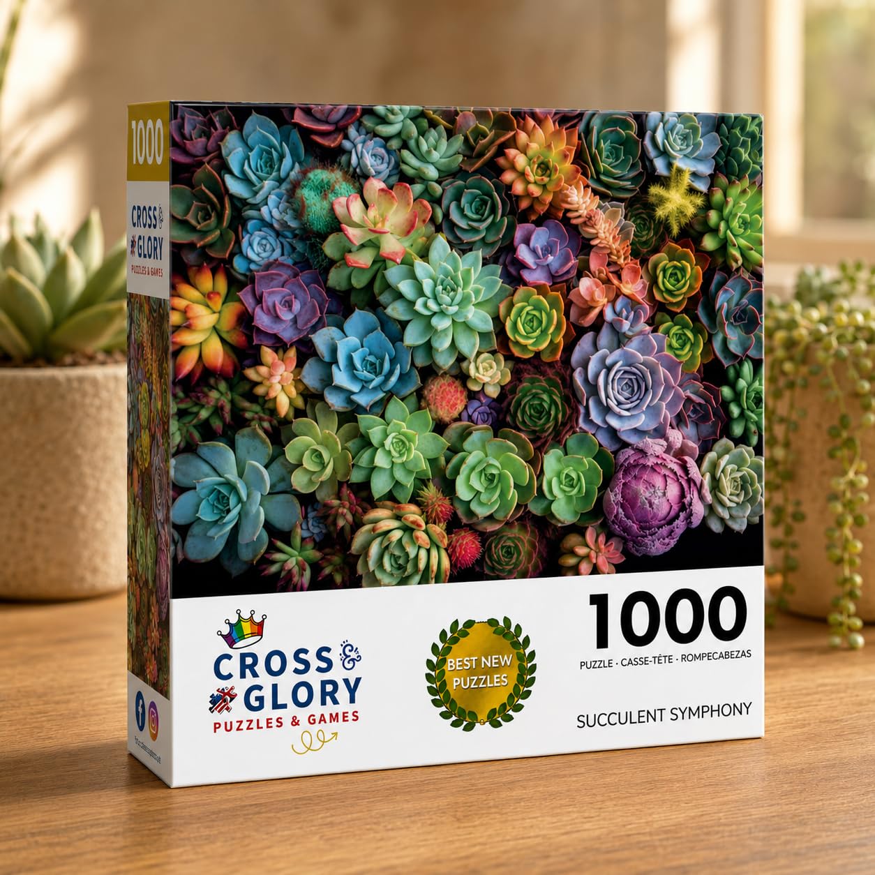 Cross & Glory | 1000 Piece Jigsaw Puzzles for Adults | Succulent Symphony