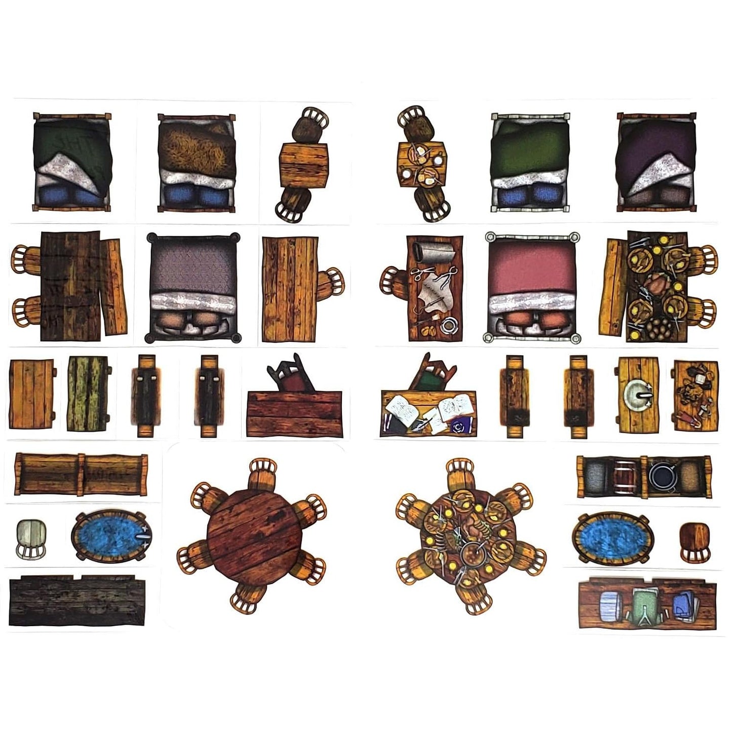 Home Decor - 66pc Double-Sided Furniture & Prop Pieces for Starters & Masters Alike - Roleplaying Objects for Dungeons & Dragons - Immersive Map
